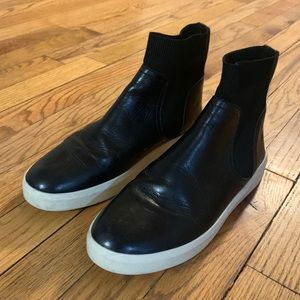 Like new black Frye slip on booties
